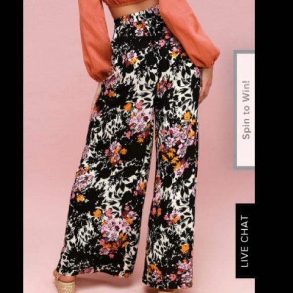 Free People Pants - Free People Wide Leg Flowy Floral Pants Sz S